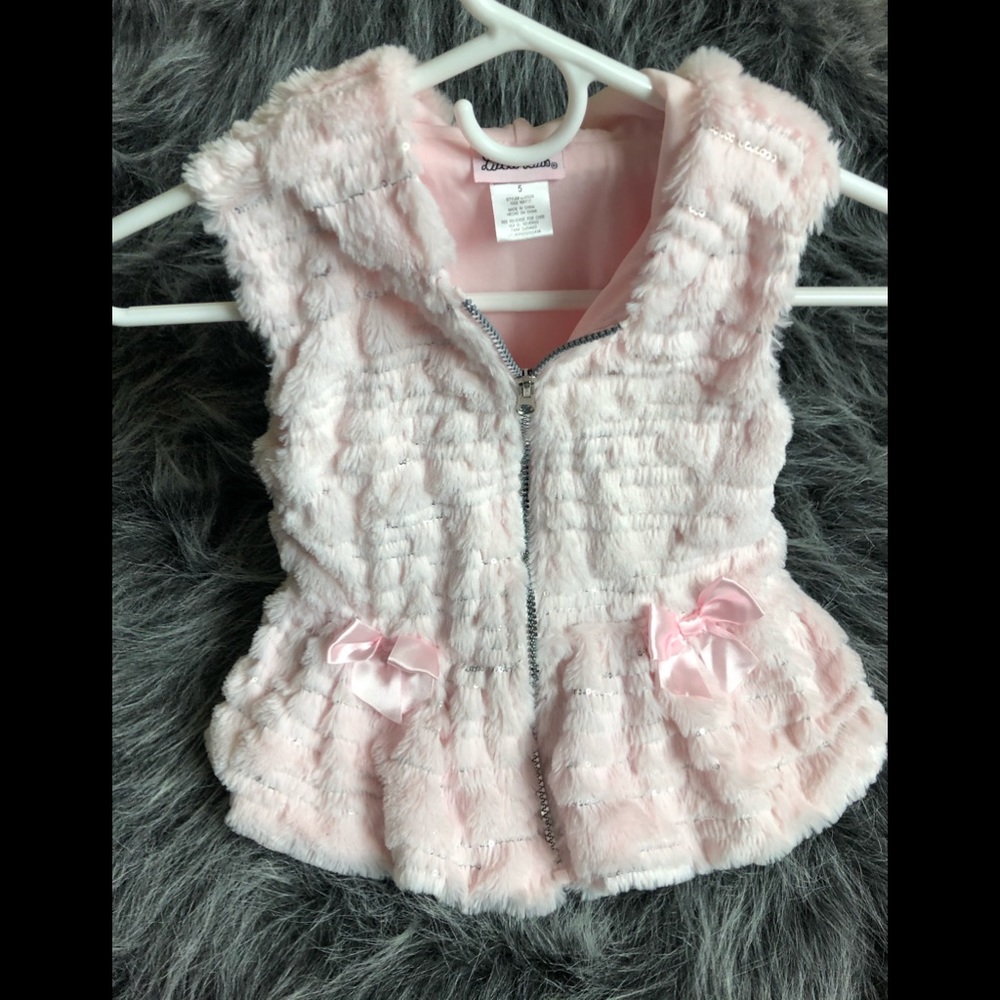 Little Lass Cute Pink Fur And Sequin Vest